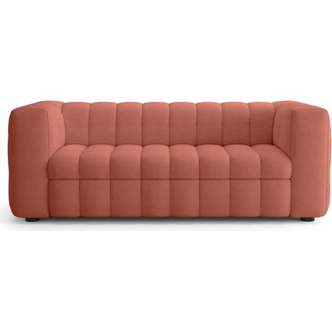 Canapé capitonné convertible 3 places en tissu chenille terracotta - ouverture express - Cester (1/5)
