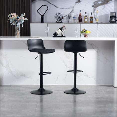 Sillas bar giratorias regulables metal negro 2 uds OKMYHOME (1/5)
