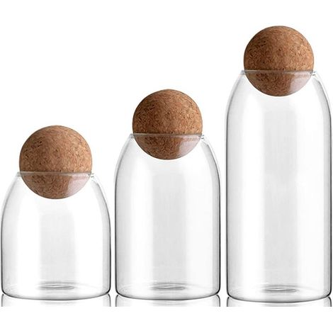 3 Pièces Bocaux en Verre avec Couvercle Bocaux - De Rangement pour Cuisine Ensemble De Contenants avec Couvercles Contenants Hermétiques pour Pâtes, Farine, Garde-Manger, Céréales (1/5)