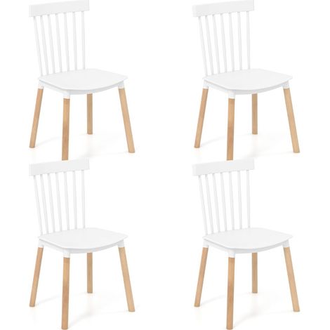 Set di 4 sedie da pranzo 51,5 x 48 x 83 cm seduta dal design moderno in legno di faggio bianco 200012596
