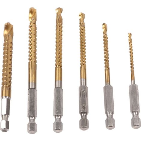 6 pièces Mèches à Bois Dentelées avec Tige Hexagonale Droite pour Travail du Bois, Set de Perçage avec Boîte de Rangement (1/5)