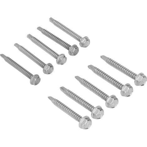 Sechskant-Maschinenschrauben aus Edelstahl 410, Packung mit 100 selbstbohrenden Schrauben 4,2x38mm und 4,8x38mm, Sortiment für Blech und Holz. (1/5)