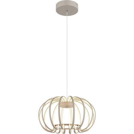 LED Hängeleuchte Pendelleuchte Deckenleuchte Metall sandfarben Dimmbar H 120 cm (1/5)