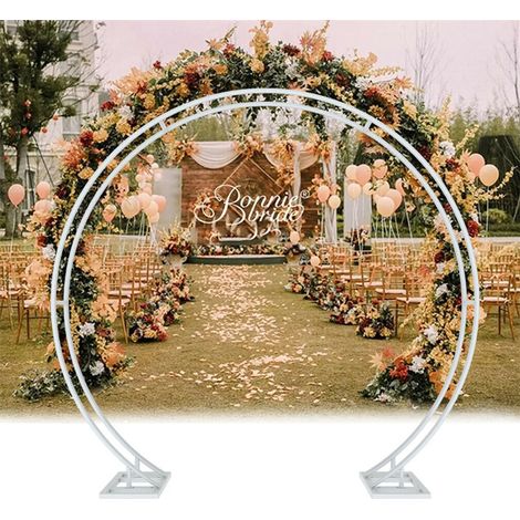 Hochzeit Bogen Tür Hintergrund rund Metall Hochzeitsbogen Ballonbogen Blumenrahmen Dekoration 2.2m (1/5)