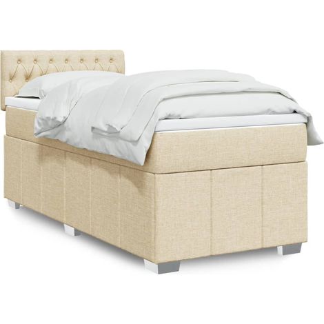 Boxspringbett mit Matratze Creme 100x200 cm Stoff