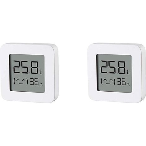 Temperature and Humidity Monitor 2 Connected Indoor Thermometers White, 1.5" LCD Screen, Bluetooth, Long Battery Life (1/5)