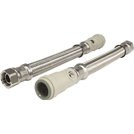 John Guest Speedfit Hose With Union Nut & Service Valve 300mm 15mm x 1/2" (Pack of 2) FLX37P (1/3)