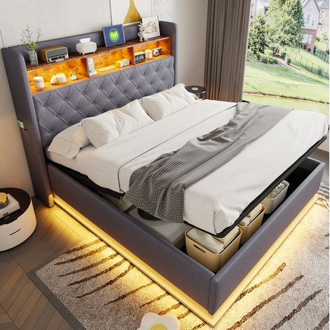 Letto matrimoniale contenitore LED USB 160x200 OKMYHOME (1/5)