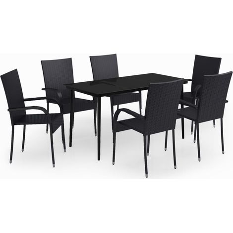 Maison Exclusive - Set da Pranzo da Giardino 7 pz Nero (1/5)