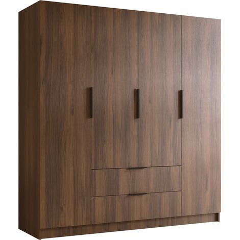 Armoire Closico Cadron I, Noyer, 216x200x60cm, Portes d'armoire: Avec des charnières, Nombre d'étagères: 0