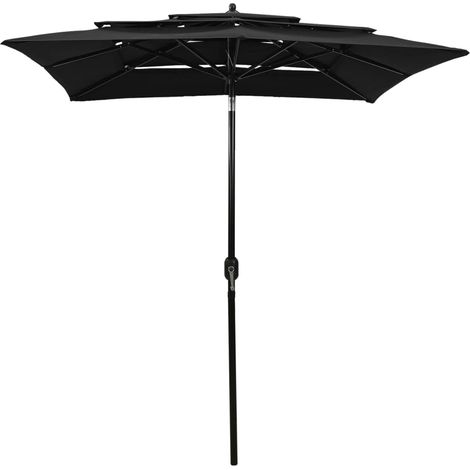 Maison Exclusive - Ombrellone a Sbalzo 3 Livelli Palo Alluminio 2x2 m Nero