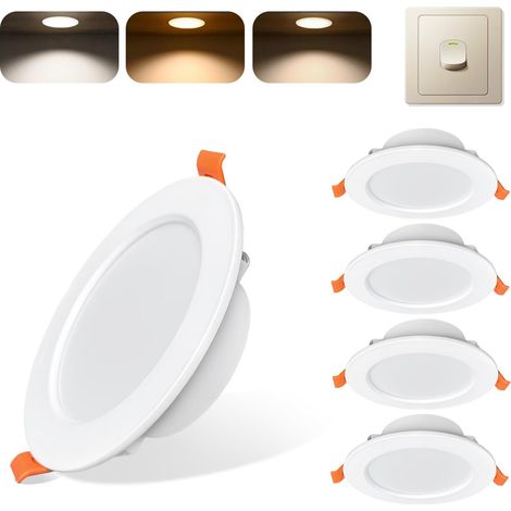 LED 7W Encastré Spot Salle de Bain IP44, Lot de 5 Downlight 3000K 600LM puces de haute qualité Aluminium Moulé Sous Pression, Découpe 88mm (1/5)