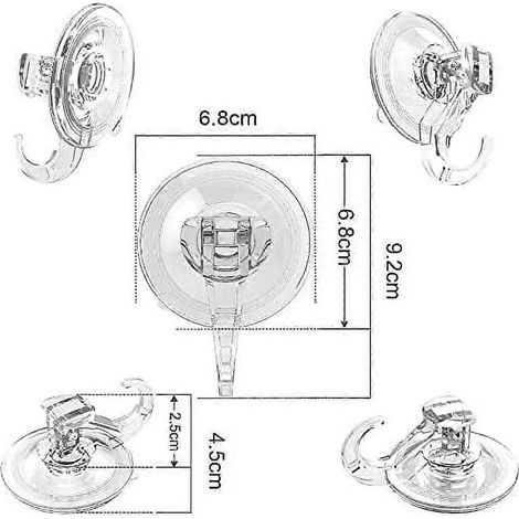 Lot de 6 crochets à ventouse transparents et réutilisables, ultra-résistants, pour suspendre une couronne ou une vitre. (1/4)