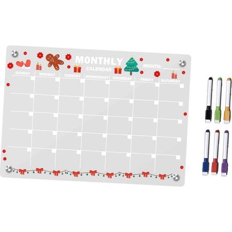 Abwischbarer Kühlschrankkalender mit 6 Stiften, weihnachtliche Dekoration, wiederverwendbarer Monatsplaner fürs Büro, S (1/5)