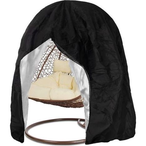 Housse protection fauteuil jardin suspendu Cocoon, tissu imperméable anti-UV et anti-vent, noire 230x200 cm (1/5)
