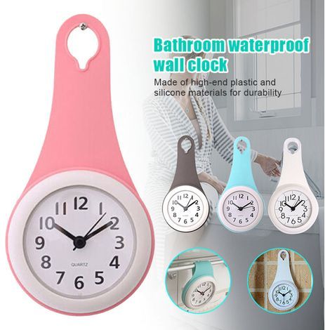 Set mit 6 wasserdichten und geräuschlosen Küchenwanduhren für Bad und Dusche, mit Saugnapf.
