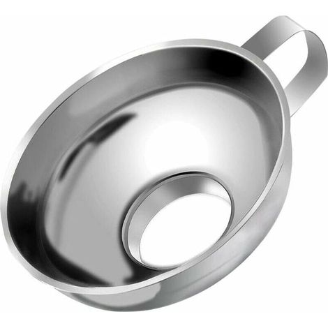 Stainless Steel Jam Funnel, Wide Grooved Funnel with Large Diameter and Handle for Large Jars and Pots, for Transferring Liquids, Dry Ingredients and Powders, Silver (1/5)
