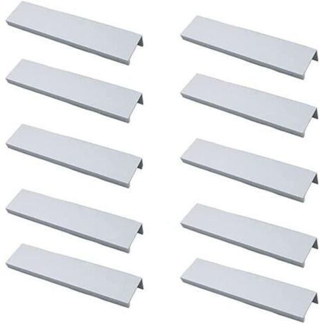 (Blanc)Lot de 10 Poignée Noir Poignée de Meuble Noir- Poignée Invisible Poignee de Meuble Cuisine Noir Poignée Meuble Noir Mat en Alliage d'Aluminium Entraxe 128mm (1/5)