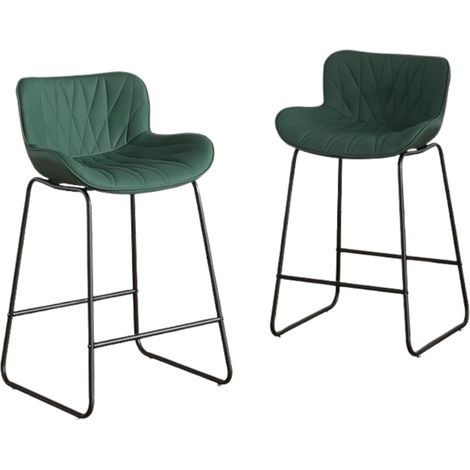 Wahson Sgabelli bar Set di 2, Moderna Sedia da Cucina in Ecopelle, Sgabello da Bar con Schienale e Gambe in Metallo, Verde