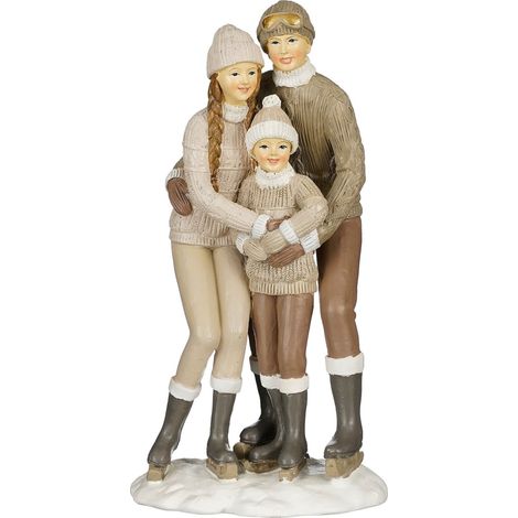 Statuetta famiglia color beige per decorazioni natalizie h 24 cm (1/2)