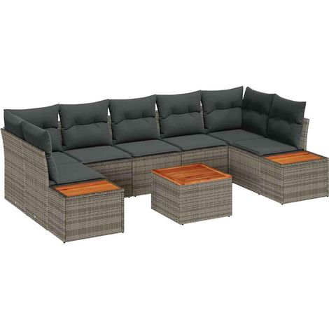 Garden Sofa Set with Cushion 8 pcs Grey Poly rattan vidaXL (1/5)