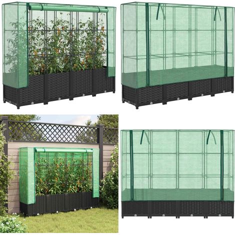 vidaXL Hochbeet mit Gewächshaus-Aufsatz Rattan-Optik 160x40x138 cm (1/5)