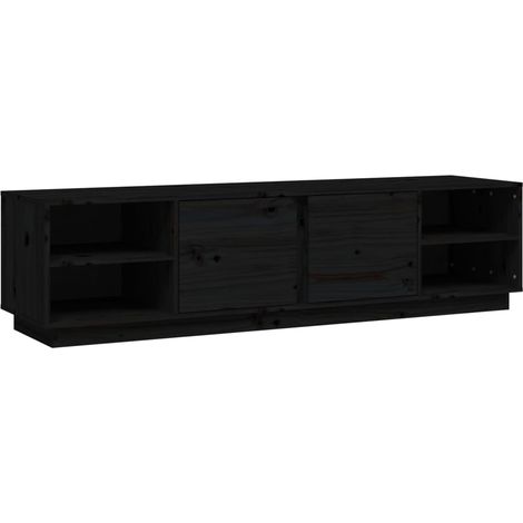 Mobile TV multimediale scaffale per televisione televisione buffet sala da pranzo soggiorno camera da letto 156 x 40 x 40 cm legno di pino massiccio nero 020026046