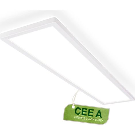 Briloner Lampe de plafond LED 98cm, CEE A source lumineuse, plat, lumière indirecte, lampe de salon, panneau LED, lampe de cuisine, 98x20x3cm, blanc