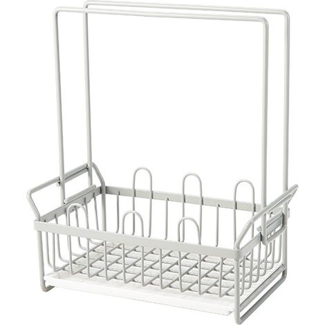 Égouttoir Éponge Gris Fer 20,5x12,5x24cm Support Organisateur Cuisine Résistant à la Rouille avec Bac Collecteur d'Eau (1/5)