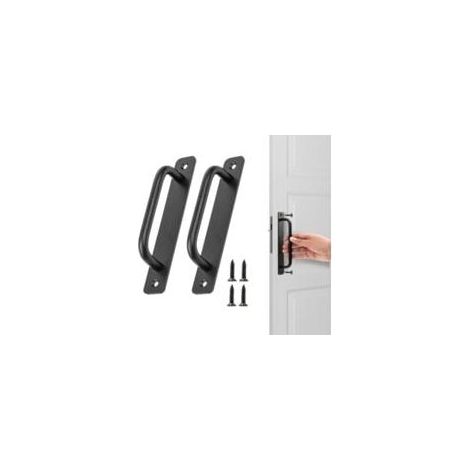 Lot de 2 poignées de porte de grange coulissante, poignée de porte de grange en alliage d'aluminium noir pour armoire de cuisine, salle de bain (148 mm) (1/4)