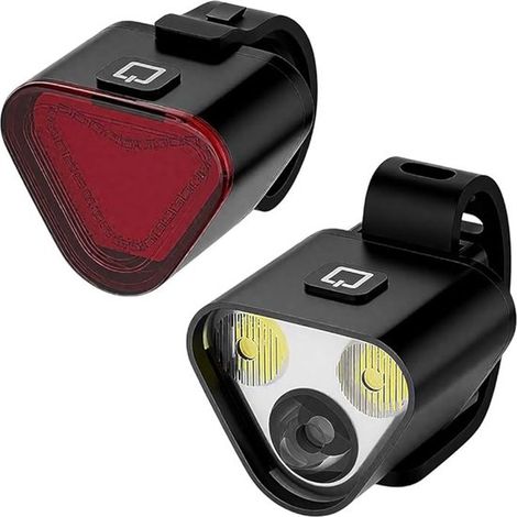 Juego de luces para bicicleta de 2 piezas con luz delantera y trasera,luz delantera con 6 modos de iluminación,recargable por USB-C (1/5)