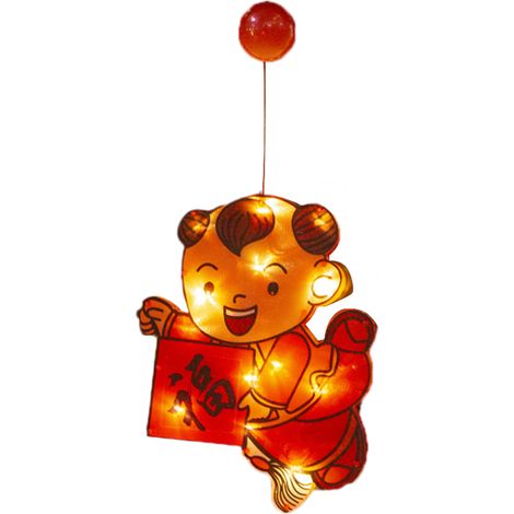 Rote LED-Laterne als dekorativer Glücksbringer zum Chinesischen Neujahr fürs Schlafzimmer (1/2)
