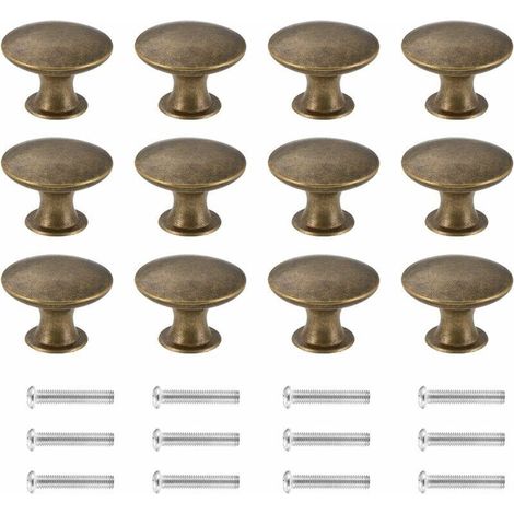 12 retro tocador pomos, cajones para muebles, bordes redondeados, antiguos pomos de hierro y latón, pomos para armario, para casa de campo, muebles de cocina vintage, armario, cajon, bronce aceit