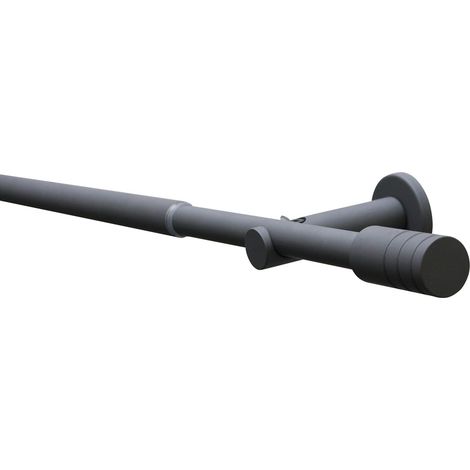 Gardinia Set con Bastone per Tende Elba Cilindro 1 Binario Ø 16/19 mm Grigio Pietra, 190-340 cm (1/5)