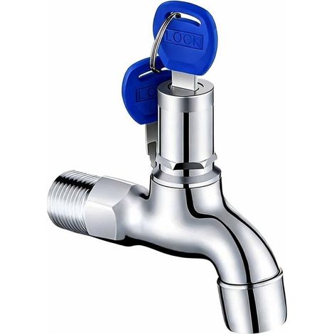 Robinet Antivol Verrouillable en Laiton avec Serrure Clé pour Extérieur, Jardin, Salle de Bain - Robinet d'Évier Sécurisé
