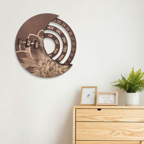 Calendrier Mural - Rotatif - Perpétuel - Réglable - En Bois - Pour Bureau Et Maison - 1 Pièce (1/5)