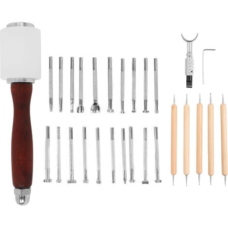 28Pcs Leather Craft Tools Set Manual DIY Leather Craft Tools Modelling Pen Hammer for Sewing Carving Artistic Work (1/5)