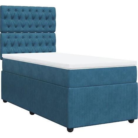 Cama box spring con colchón terciopelo azul oscuro 90x200 cm vidaXL (1/5)