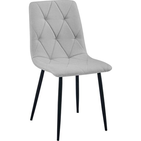 Sedia imbottita Libra in tessuto grigio chiaro e metallo nero (1/5)