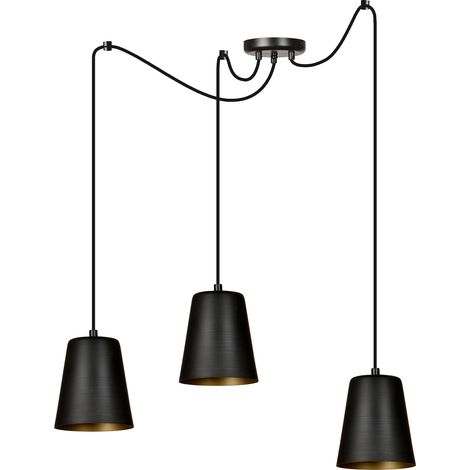 Pendelleuchte E27 Schwarz Metall Retro XXL verstellbar Hängeleuchte (1/2)