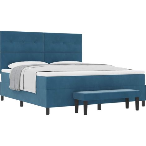 Maison Exclusive - Lit à ressorts avec tête de lit Bleu foncé 200 x 180 cm Velours (1/5)