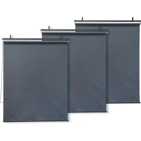 Set di 3 rulli retrattili in metallo - 124,5 x 225 cm - Antracite (1/5)