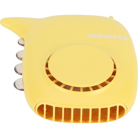 Ventilateur de cou à trois vitesses, ventilateur portable sur le thème des dinosaures, rechargeable par USB, jaune. (1/5)