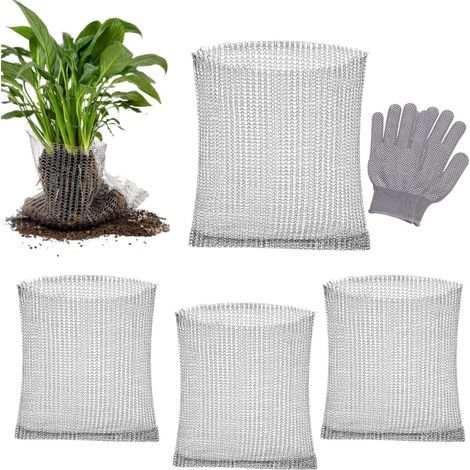 Lot de 4 paniers à campagnols en acier inoxydable, protection contre les racines, contre les campagnols, les campagnols pour plate-bande surélevée, pour protéger les racines des arbres, des fleurs (1/5)