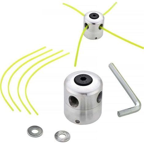 Tête de débroussailleuse universelle Ulisem, tête de débroussailleuse en fil d'aluminium, tête de bobine à double fil, fil en nylon pour débroussailleuse, tête 1 fil + 4 fils (1/4)