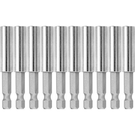 Lot de 10 rallonges de porte-embouts de tournevis à tige hexagonale de 60 mm à dégagement rapide magnétique de 60 mm (1/5)