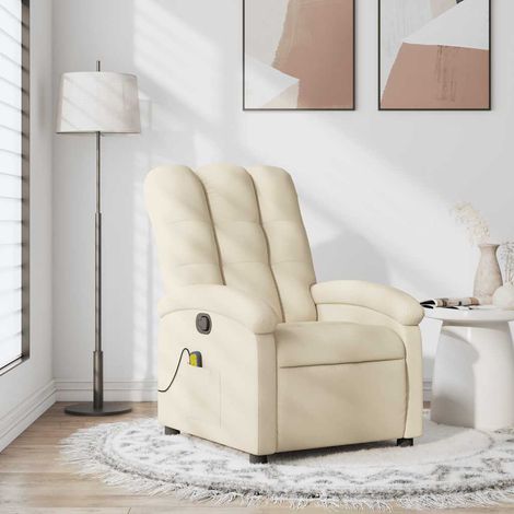 Massage-Relaxsessel, cremefarbener Stoff