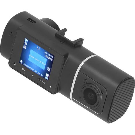 Enregistreur vidéo numérique (DVR) rotatif à double objectif 1080p avec vision nocturne grand angle de 170° et capteur G, alimentation CC 12-24 V. (1/5)