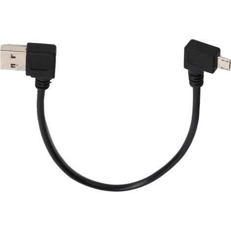 Adaptateur Câble USB-A vers Micro USB Mâle à Angle Droit 24cm Noir (1/5)