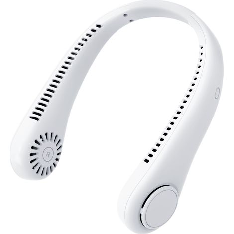 Ventilateur Cou Portable - Tendance Extérieur Sans Pales - USB 5 vitesses affichage numérique - Longue autonomie été - Blanc (1/2)